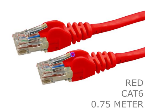 0.75 Meter Red Cat6 RJ45 Ethernet LAN Network UTP Patch Cable .75m Cord Lead - techexpress nz