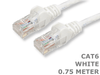 0.75 Meter White Cat6 RJ45 Ethernet LAN Network UTP Patch Cable .75m Cord Lead - techexpress nz