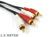 1.5 Meter 2 Male RCA to 2 RCA Plug AV Audio Video Cable Cord Lead 1.5M - techexpress nz