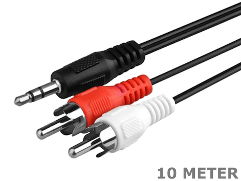 10 Meter 3.5mm Male stereo headphone audio plug to 2x RCA Male plug cable - techexpress nz