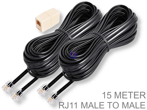 15 Meter Male RJ11 to Male RJ11 cable cord 6P6C 6 pin 6 core 15M RJ-11 lead kit - techexpress nz