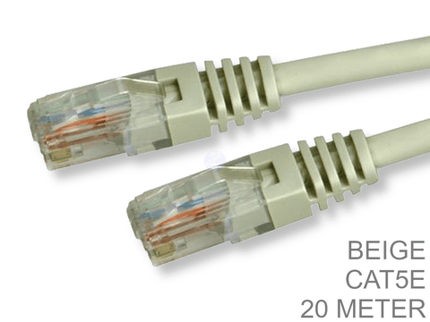 20 Meter Beige Cat5e RJ45 LAN Computer Network Patch Cable Cord 20M Cat 5e Lead - techexpress nz