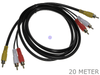 20 Meter RG59 Composite Video & Stereo Audio 3x Male RCA Cable 20M AV Cable - techexpress nz