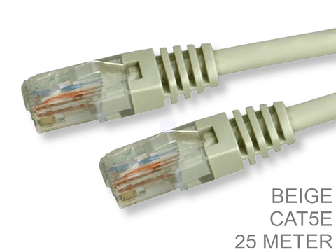 25 Meter Beige Cat5e RJ45 LAN Computer Network Patch Cable Cord 25M Cat 5e Lead - techexpress nz