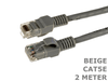 2 Meter Cat5e Beige Computer LAN Network Patch Cable Cord 2M Lead - techexpress nz