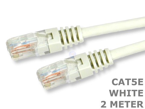 2 Meter White Cat5e RJ45 LAN Computer Network Patch Cable Cord Lead 2M ...