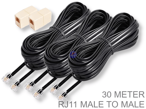 30 Meter Male RJ11 to Male RJ11 cable cord 6P6C 6 pin 6 core 30M RJ-11 lead kit - techexpress nz