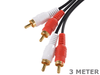 3 Meter 2 RCA to 2 RCA Stereo AV Audio Video Cable Cord 3M Lead - techexpress nz