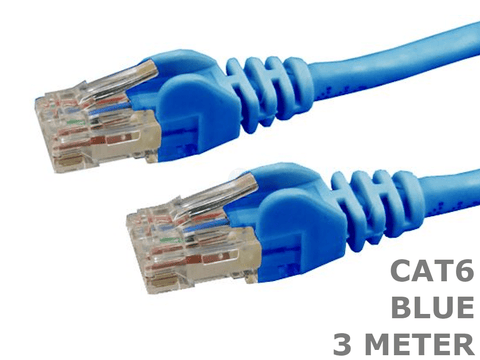 3 Meter Blue Cat6 Computer Ethernet LAN Network patch cord lead 3m cable - techexpress nz