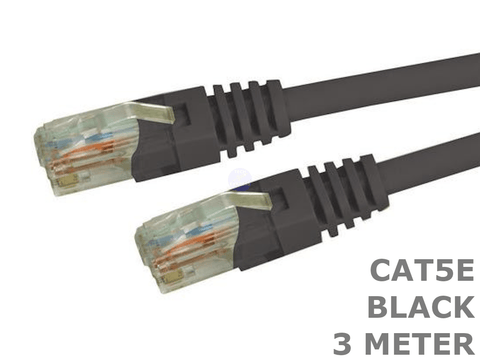 3 Meter Cat5e Black Computer Network LAN Patch Cable Cord 3M Lead - techexpress nz