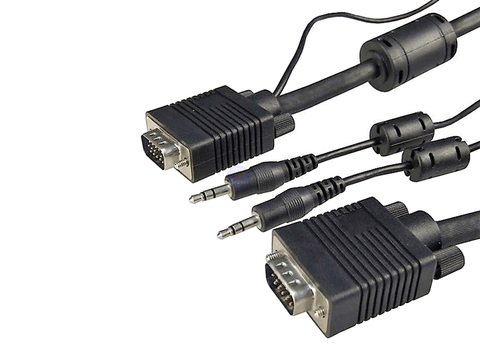 2 Meter VGA Male/Male Cable with 3.5mm Male/Male Audio Leads - techexpress nz
