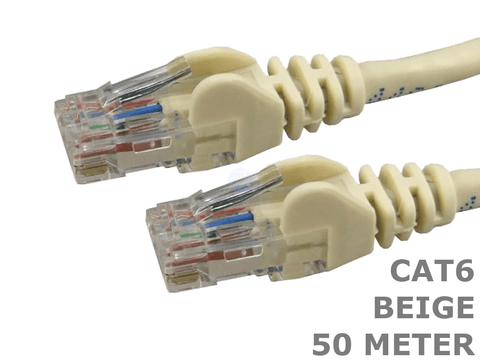 50 Meter Beige Cat6 Computer Ethernet LAN Network patch cord lead 50 cable - techexpress nz