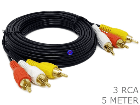 5m 3x Male RCA to 3 RCA Plug AV Audio Video Cable Cord Lead