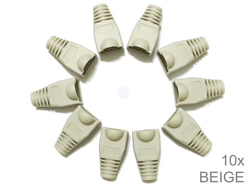 Beige RJ45 network plug connector cable strain relief boot in bag of 10 pieces - techexpress nz