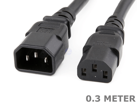0.3 Meter IEC Male C14 to Female C13 Power extension cable cord .3m lead - techexpress nz