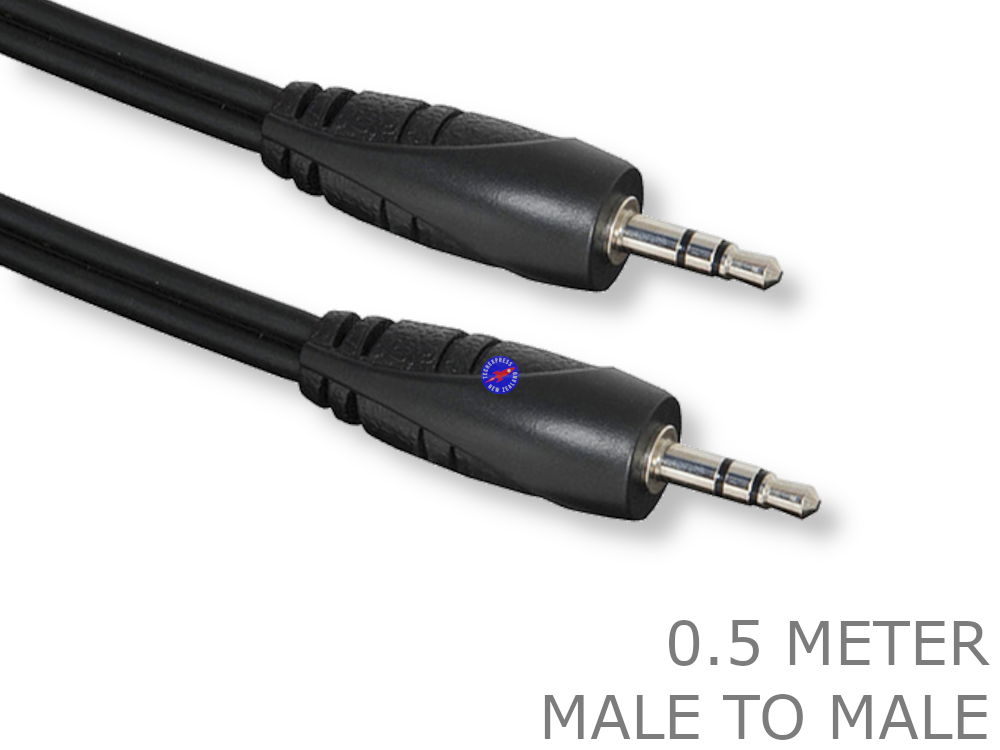 0.5 Meter 3.5mm Male to Male Stereo Audio AUX Plug Cable Cord Lead .5m - techexpress nz