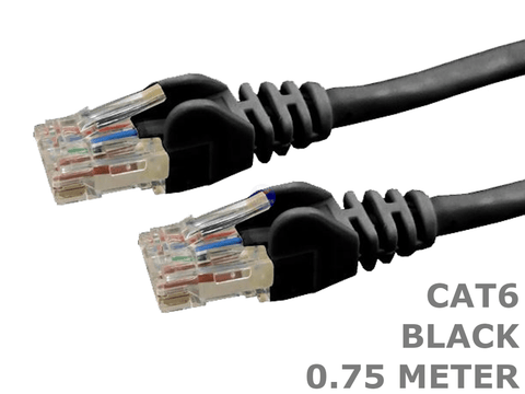0.75 Meter Black Cat6 Computer Ethernet LAN Network patch cord lead .75M cable - techexpress nz