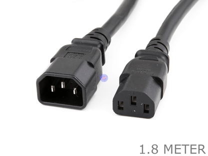 1.8 Meter 3 Pin IEC Male to Female Computer Power Extension Cable Cord Lead 1.8M - techexpress nz