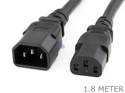 1.8 Meter 3 Pin IEC Male to Female Computer Power Extension Cable Cord Lead 1.8M - techexpress nz