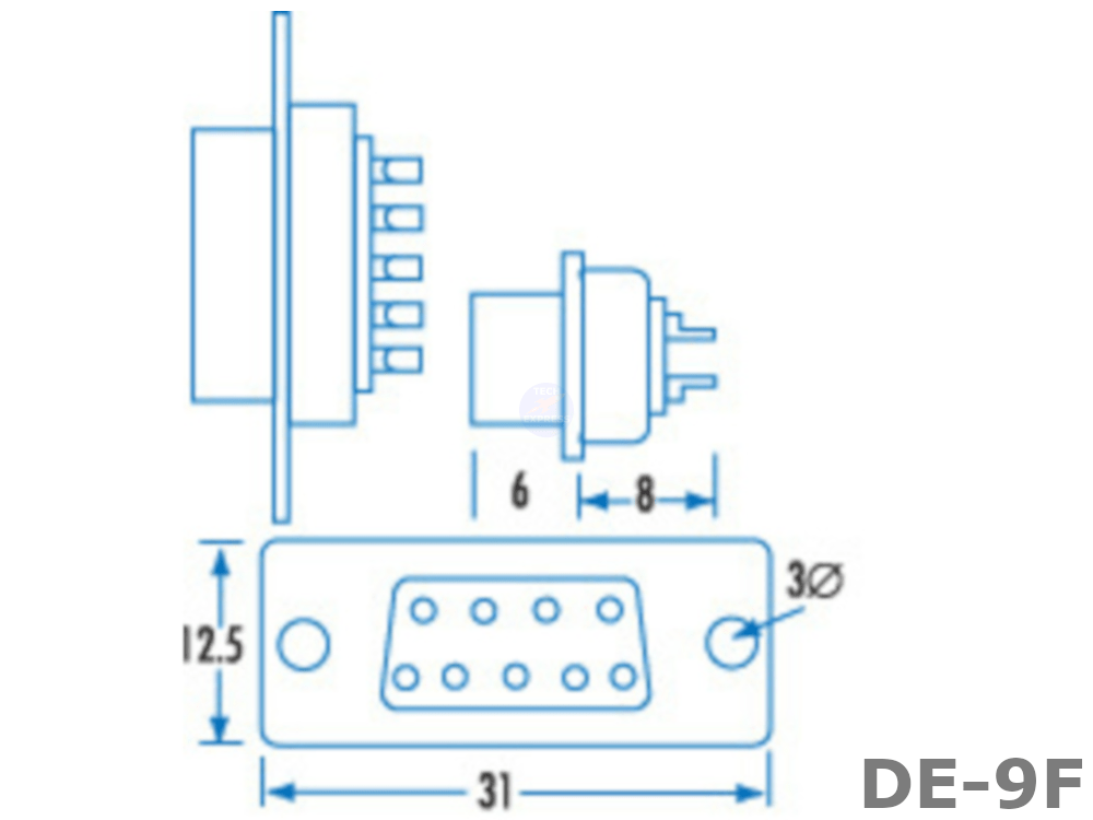 Female 9-pin 2 Row DE-9F DB9 solder connector insert - techexpress nz