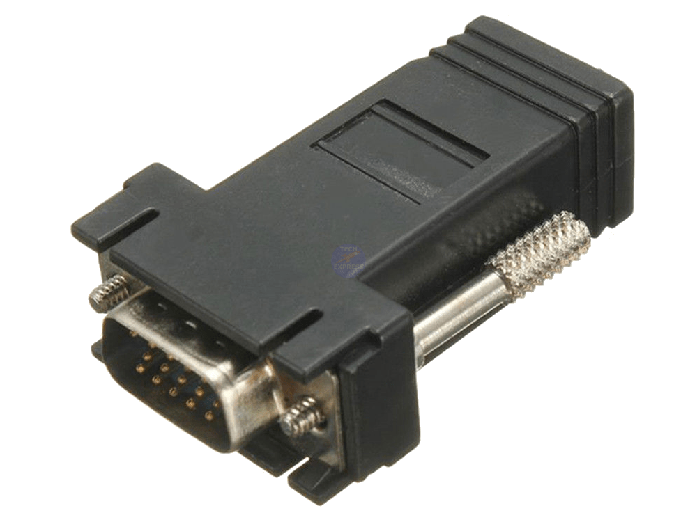 45 Pin Visual Adapter Male 15 Pin DB15 VGA Monitor display over RJ45 LAN network patch cable ...