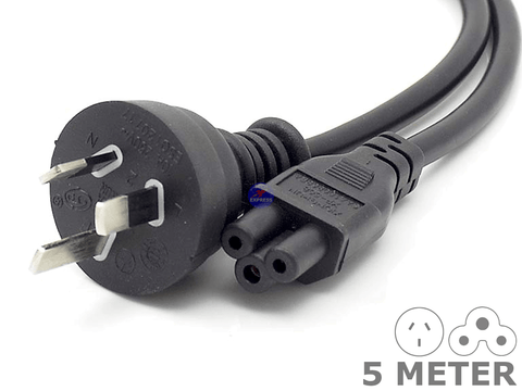 5 Meter 3 Pin Clover Shaped NZ Mains AC Power Cable Cord Lead 5M - techexpress nz