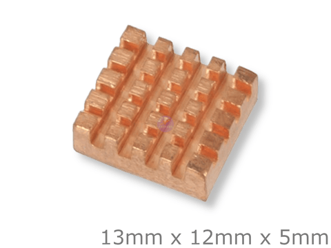 Solid Copper 13mm x 12mm x 5mm Heatsink with Self Adhesive Thermal Tape - techexpress nz