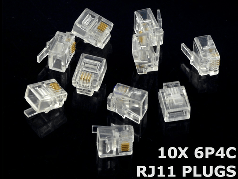 RJ11 Crimp Telephone Fax Modem Plug Connector for Stranded Cable 6P4C - techexpress nz