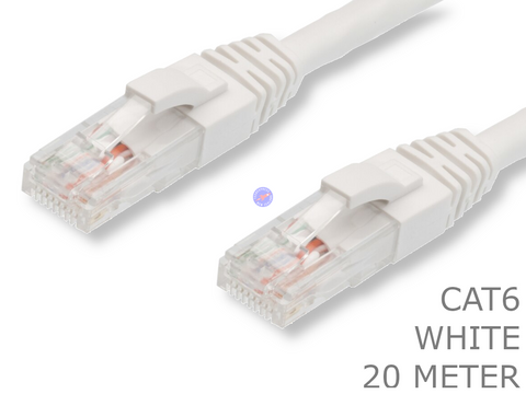 20 Meter White Cat6 Network Patch Cable 20M Cat 6 Computer Cord Ethernet Lead - techexpress nz