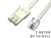 2 Meter BT to RJ11 Modem Telephone to phone line jack cable cord lead 2M - techexpress nz