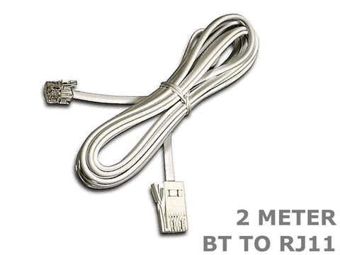 2 Meter BT to RJ11 Modem Telephone to phone line jack cable cord lead 2M - techexpress nz