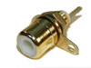 White Gold plated Panel Chassis Mount RCA Phono Female Socket solder connector - techexpress nz