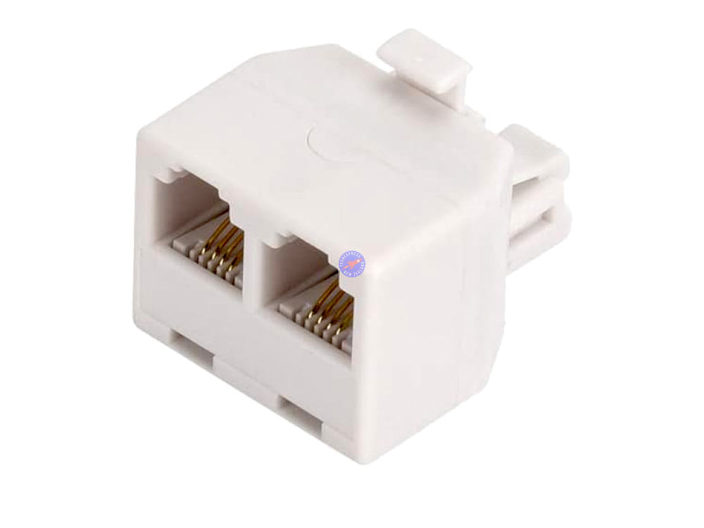 White Rj11 White RJ11 6P4C Y Splitter Double Outlet Adapter - techexpress nz