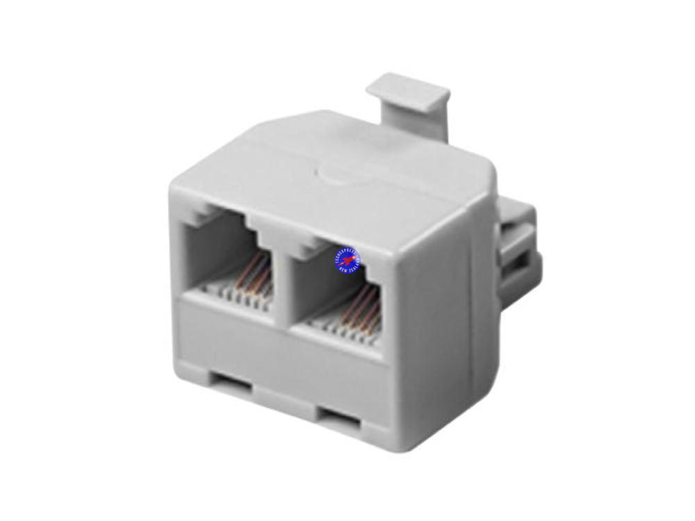 White RJ11 6P4C Y Splitter Double Outlet Adapter