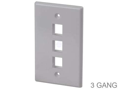 Faceplate 3 Gang White Triple Port for Three Keystone Jacks - techexpress nz