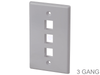 Faceplate 3 Gang White Triple Port for Three Keystone Jacks - techexpress nz