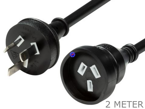 2 Meter Black 3 Pin NZ Power Extension Cable Cord 2m Lead - techexpress nz