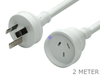 2 Meter White NZ 3 Pin Mains Power Extension Cable Cord 2m Lead - techexpress nz