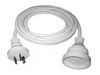 2 Meter White NZ 3 Pin Mains Power Extension Cable Cord 2m Lead - techexpress nz