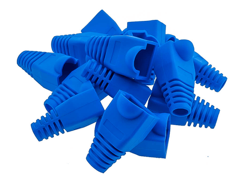 Blue RJ45 network plug connector strain relief boot in bag of 10 pieces - techexpress nz