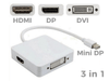 Mini Displayport to DisplayPort HDMI DVI 3 in 1 adapter cable cord lead - techexpress nz