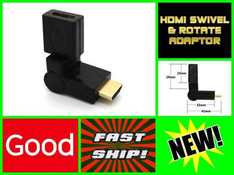 Rotate & Swivel HDMI Male to Female Plug Elbow Port Saver Adapter - techexpress nz