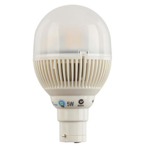5W Mains LED Light Globe, Warm White, Bayonet cap - techexpress nz