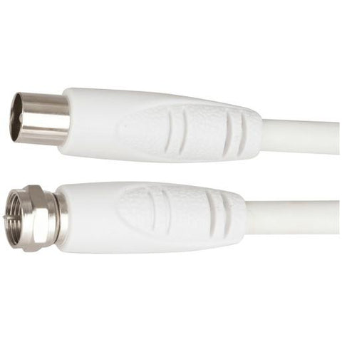 F Plug to TV Coaxial Plug Cable White - 1.5m - techexpress nz