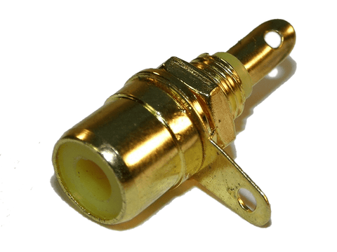 Yellow Gold plated Panel Chassis Mount RCA Phono Female Socket solder connector - techexpress nz