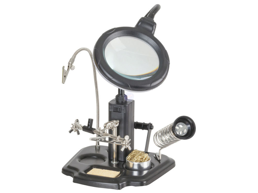 LED Magnifying lamp with third hand