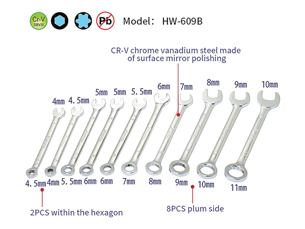 10 Piece Metric Spanner Set For Electronics