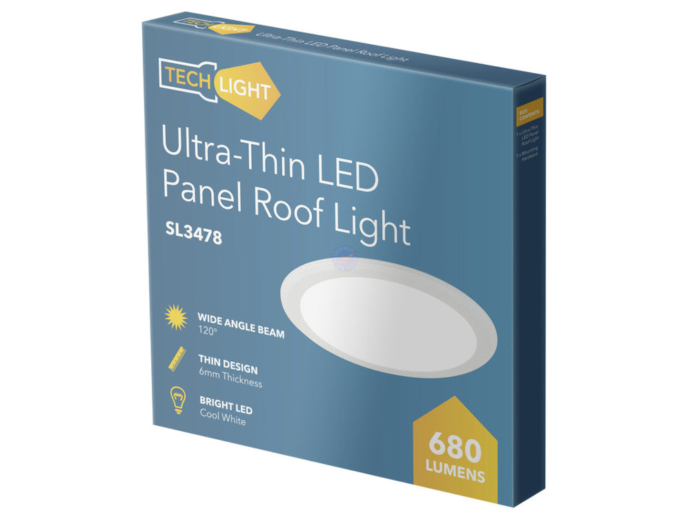 Ultra-Thin LED Panel Roof Light, 10W, 215mm, Cool White