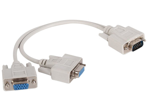 1 to 2 Way Passive VGA Splitter Cable – Dual Monitor Y-Splitter for PC, Laptop, Projector